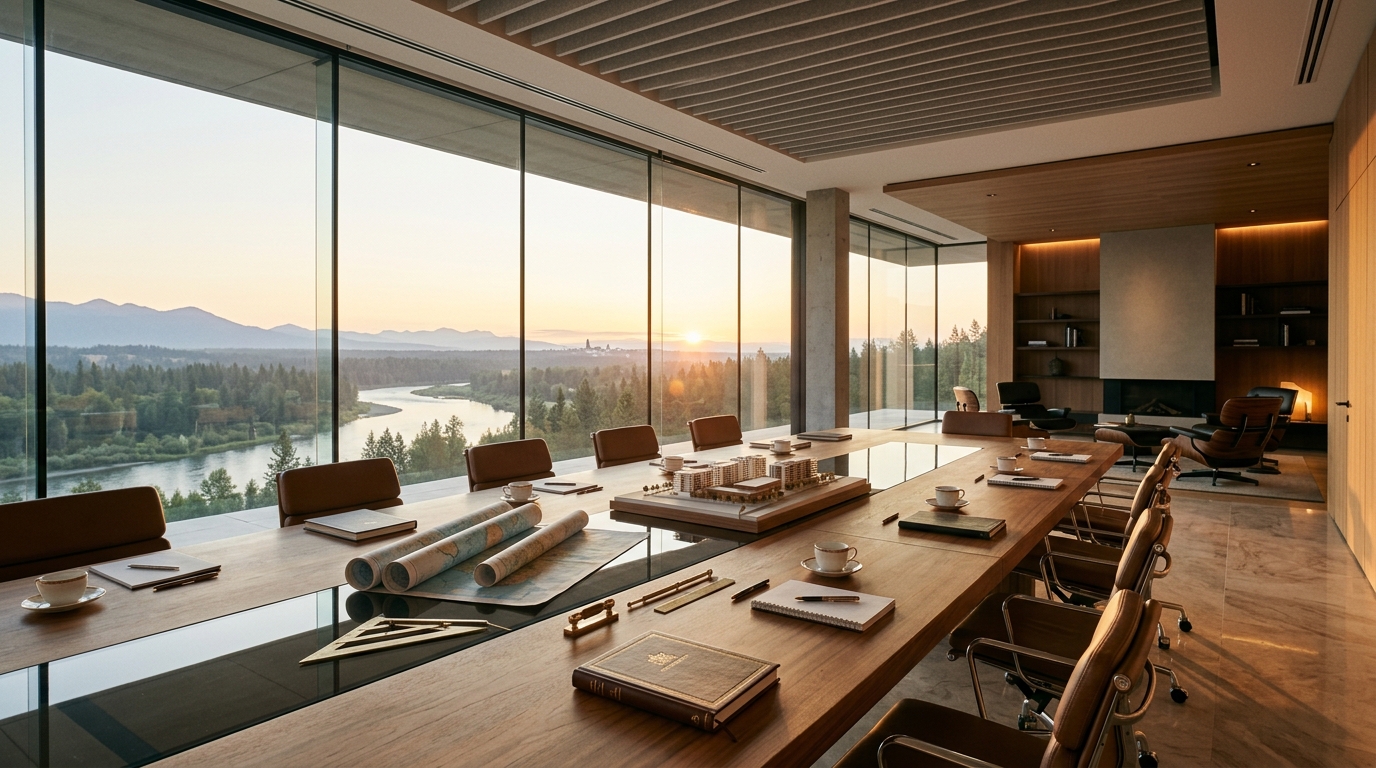 Global executive boardroom and strategic summit lounge
